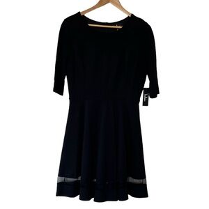 NWT Lulus women’s Black Skater A-line dress with mesh hem size large